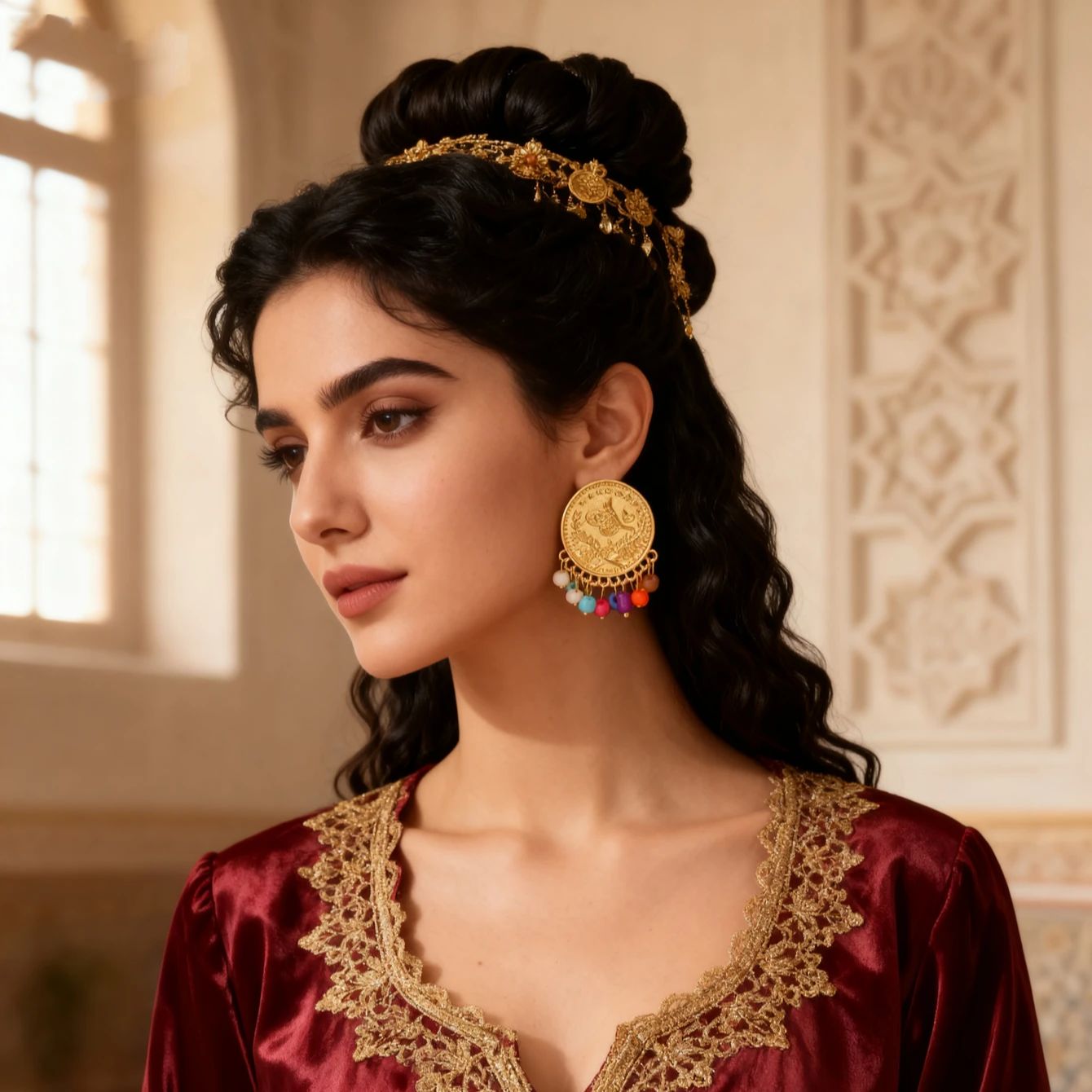 Ethnic Fashion Co In - Pendiente de moneda turca chapado en