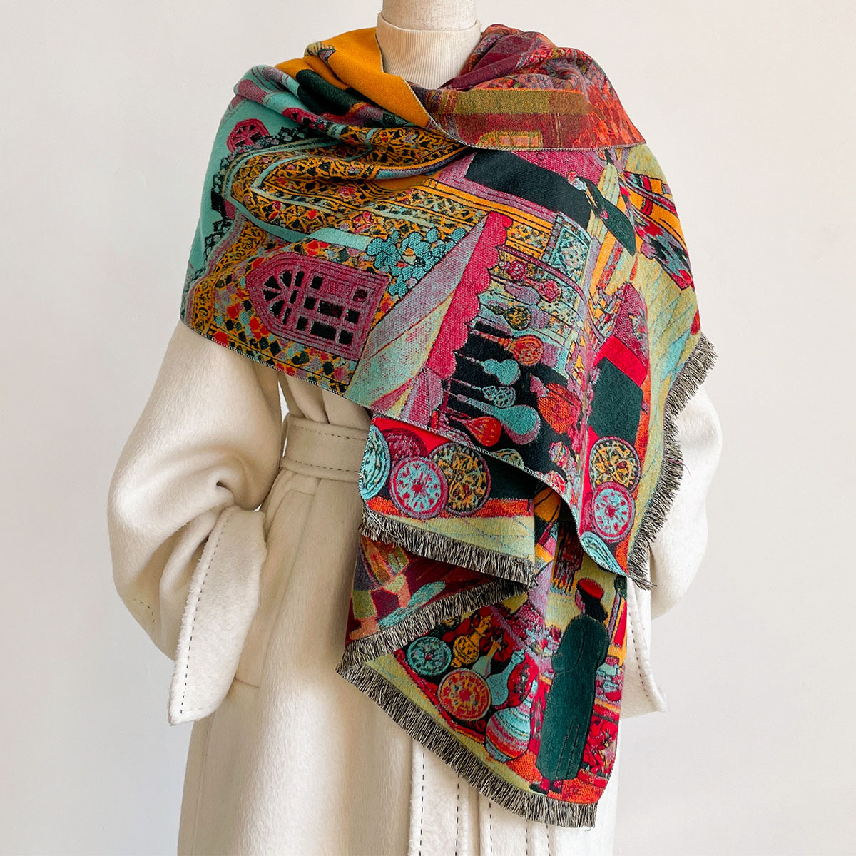 Bufanda reversible de imitació - Go Ethnic Fashion reseña y precio